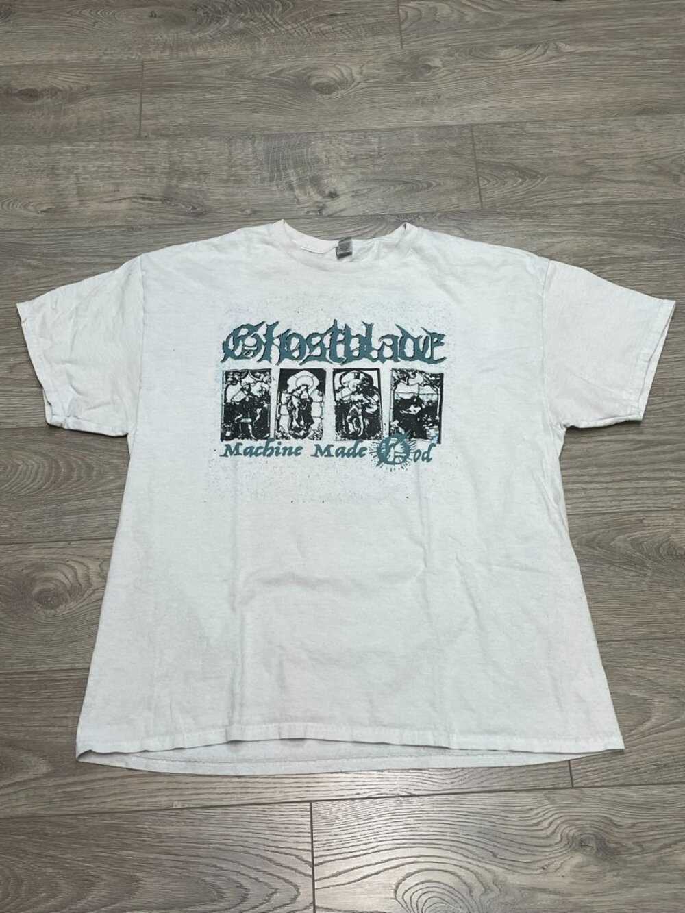 Ghostblade Machine Made God Metal Hardcore Graphic T-Shirt White Gildan XL